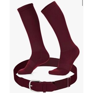 Game On Youth Baseball Socks and Belt Set – Maroon – Size Small – New